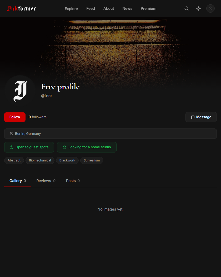 Free profile in dark mode